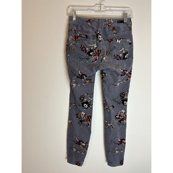 Pilcro 26 Corduroy Floral Pants Skinny Gray Cord Boho Anthropologie Jeans - Picture 3 of 7